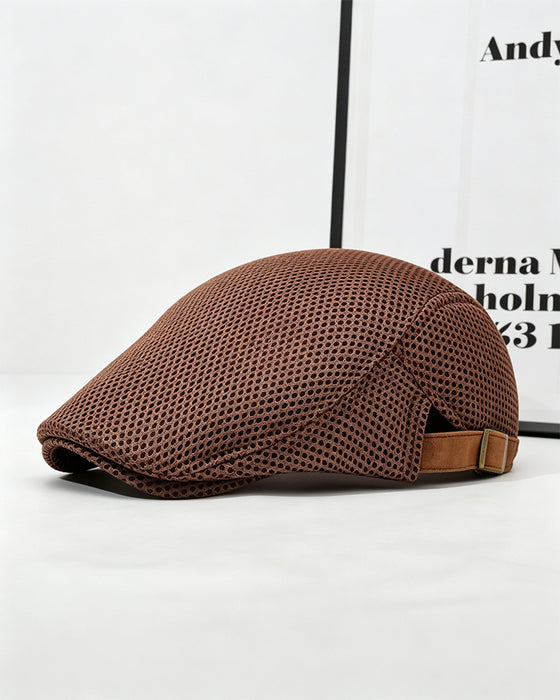 Herren Atmungsaktive Mesh Flache Mütze - Verstellbare Newsboy Ivy Baskenmütze Sommerhut