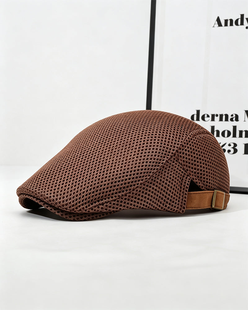 Herren Atmungsaktive Mesh Flache Mütze - Verstellbare Newsboy Ivy Baskenmütze Sommerhut