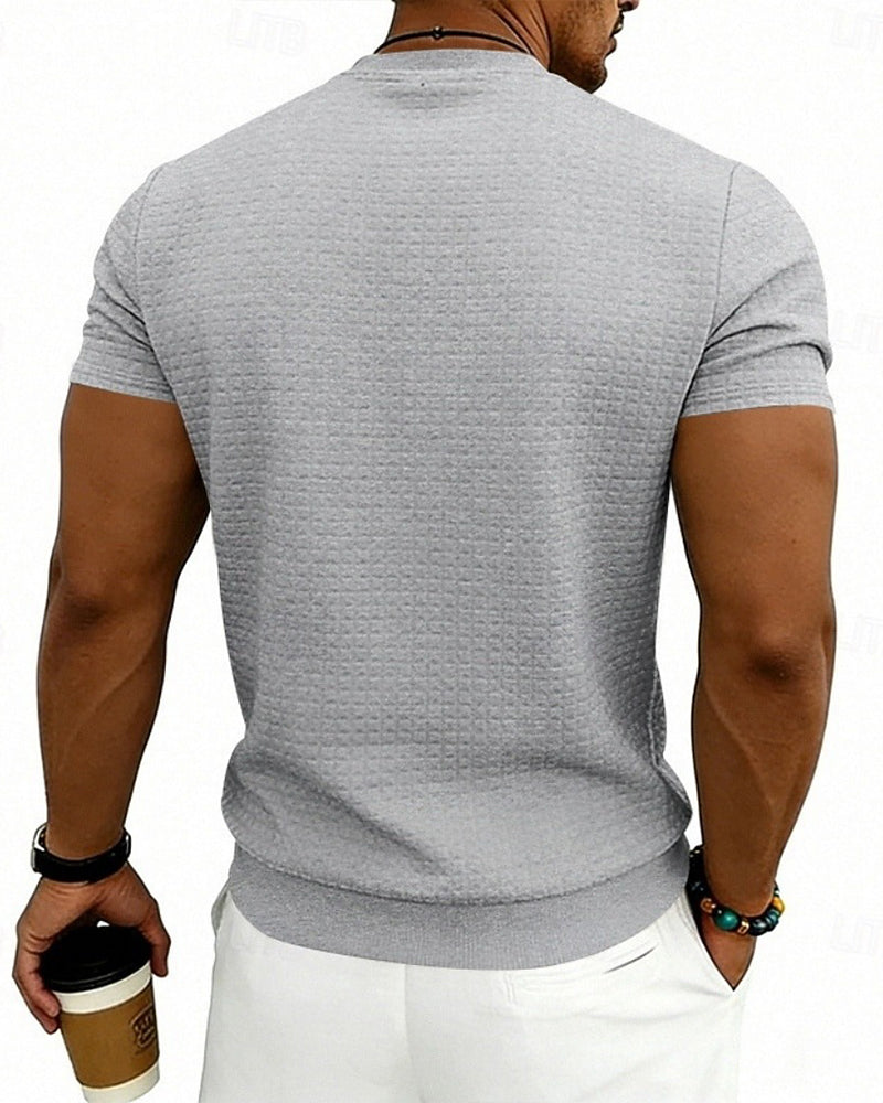 T-Shirt Gerippt Rundhals Kurzarm
