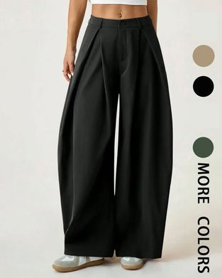 Hose Hohe Taille Plissiert Weites Bein