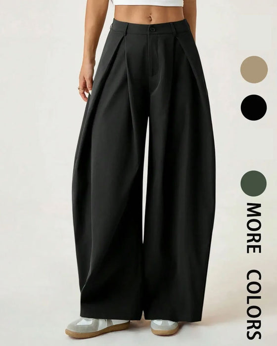 Hose Hohe Taille Plissiert Weites Bein