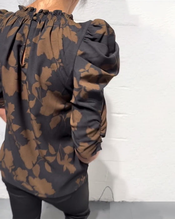 Bluse Puffärmel Rüsche