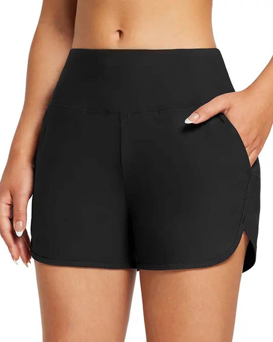 Shorts Hohe Taille Schlitz Sportlich Lässig