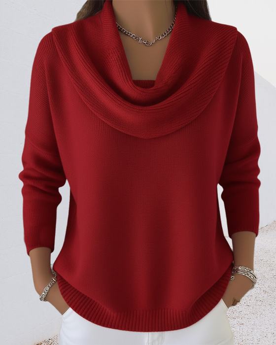 Pullover Uni-Farbe Flauschkragen Pullover