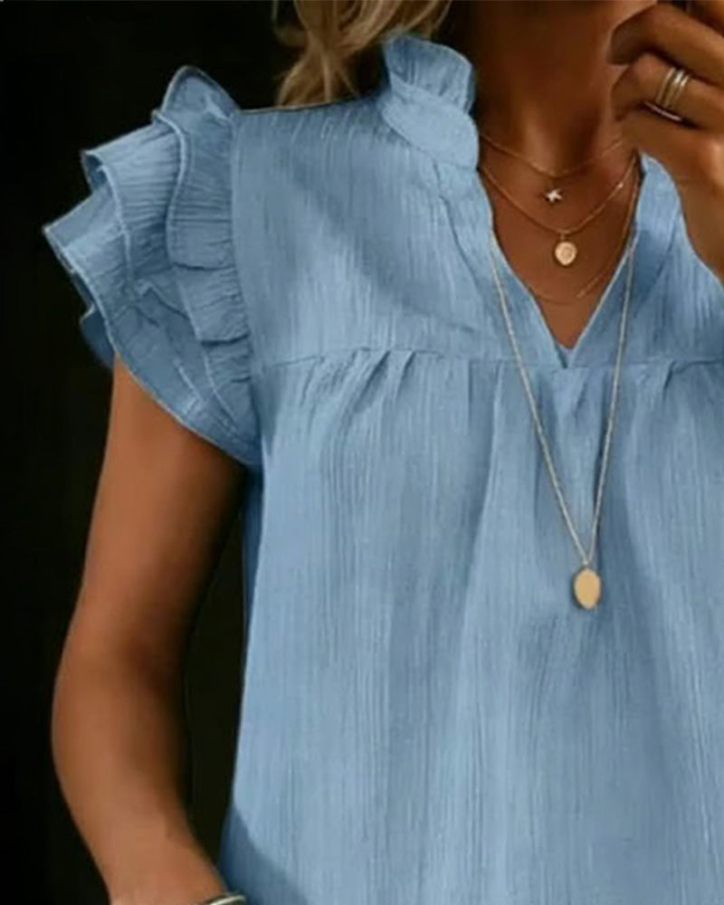 Bluse Rüsche Schmetterlingsärmel