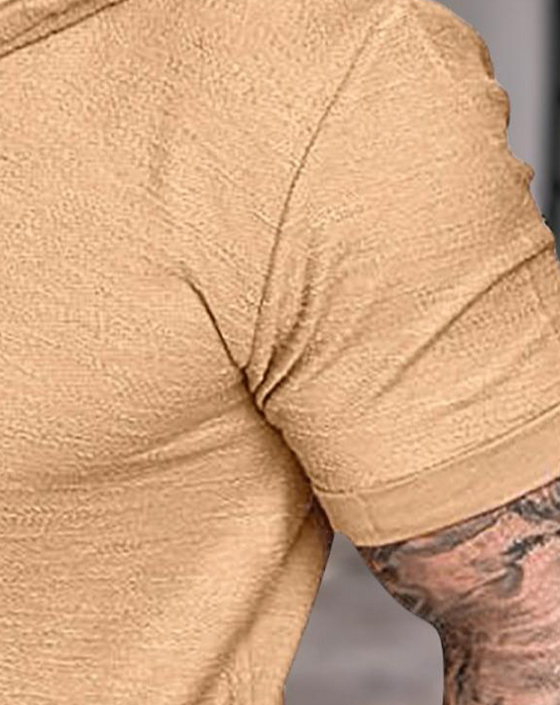 T-Shirt Herren Einfarbig Kordelzug Mit Kapuze Kurzarm Shirt, Lässig Sommer