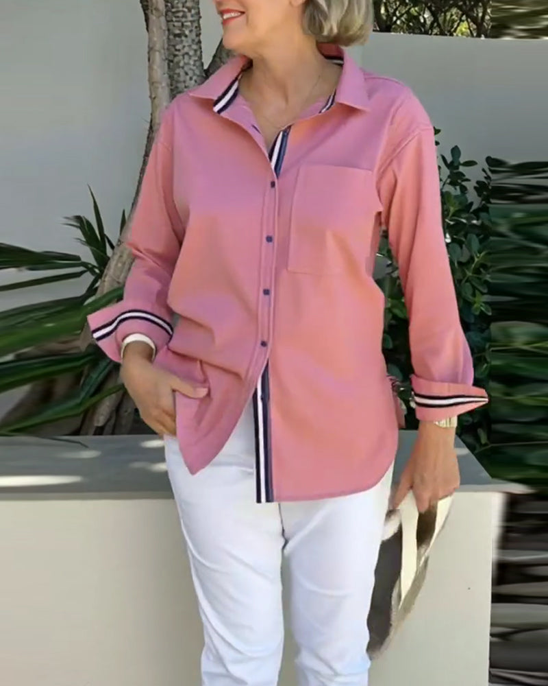 Hemd langärmlig geknöpfter Kragen mit Tasche