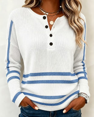 Pullover Gestreift Henley Gestrickt