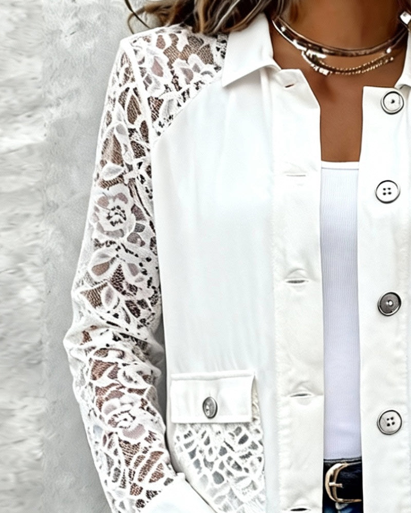 Mantel mit langen Ärmeln und Patchwork-Revers