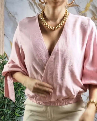 Bluse V-Ausschnitt Gummibund