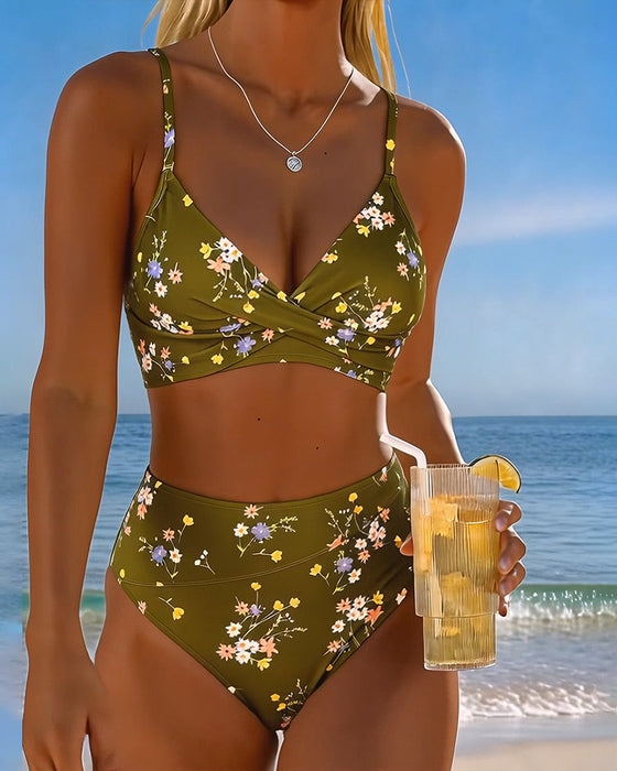 Bikini Sexy Sich Kreuzend Blumenprint