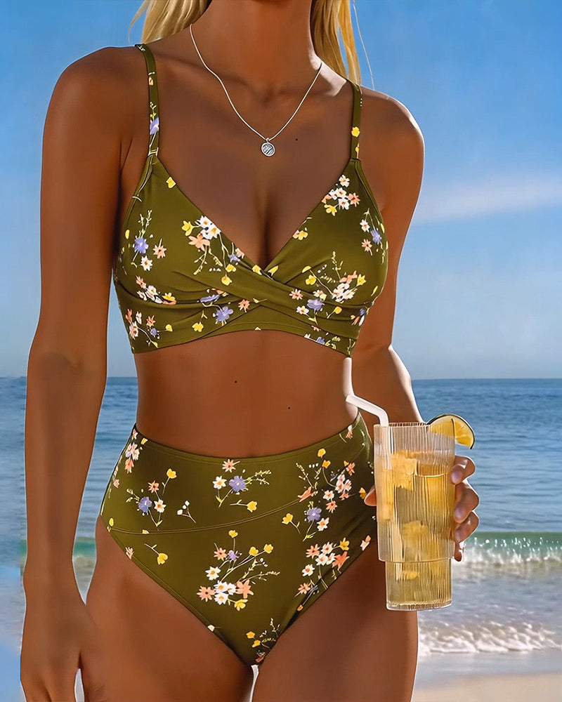 Bikini Sexy Sich Kreuzend Blumenprint