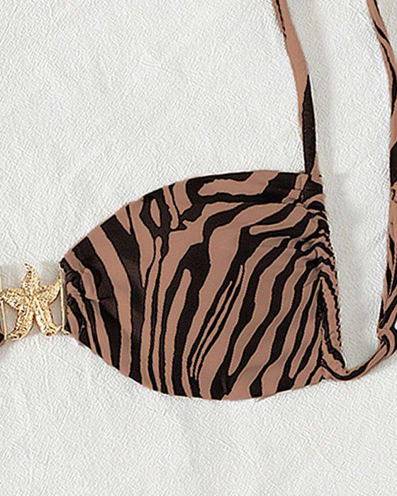 Bikini Zebramuster Sexy Schnürung