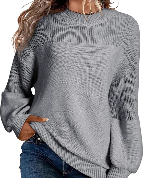 Pullover Unifarben Laternenärmel