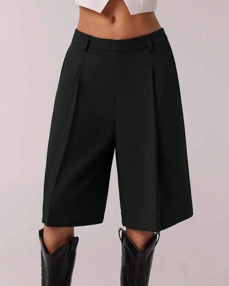 Blazer Hose Bermuda Gerades Bein Tasche Lässig