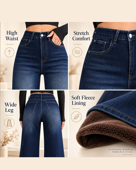 Fleecegefütterte Wide-Leg-Jeans