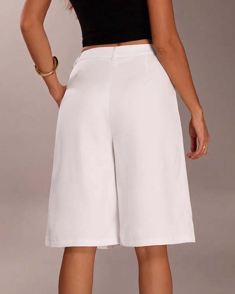 Blazer Hose Bermuda Gerades Bein Tasche Lässig