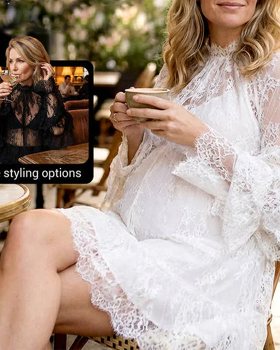 Kleid Elegant Durchbrochene Spitze
