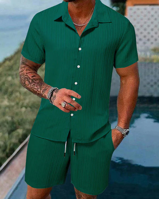 Zweiteiler Casual Herren Kurzarm Hemd