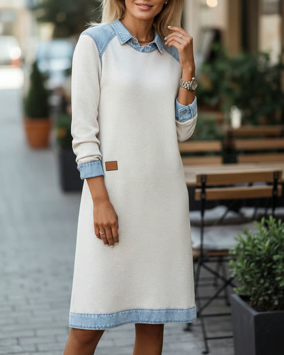 Kleid Revers Colorblock Patchwork