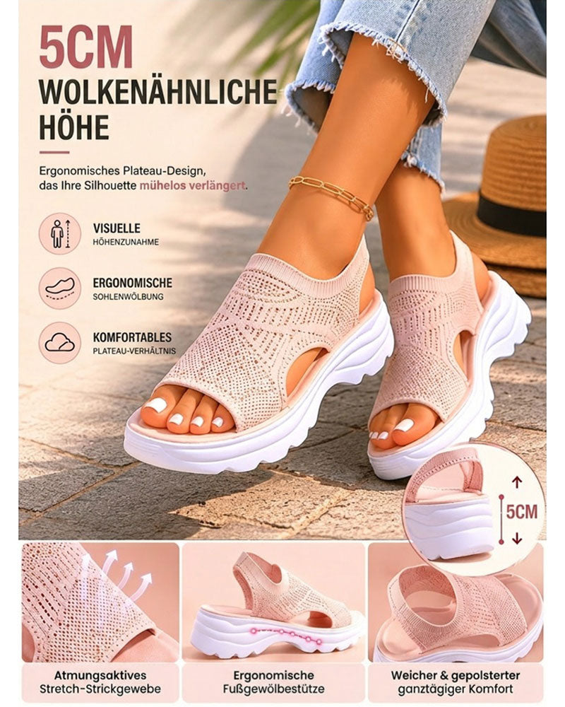 Atmungsaktive Plateau-Sandalen aus Mesh für Damen
