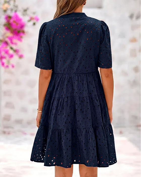 Kleid Stehkragen Ausschnitt A-Linie