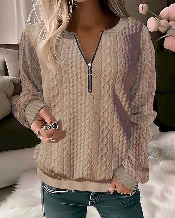 Einfarbiges Sweatshirt mit Reißverschluss