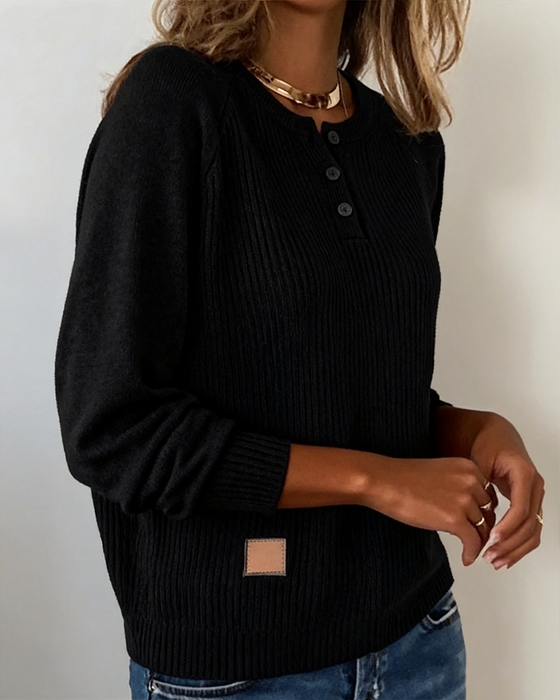 Pullover stylischer Knopf Raglanärmel