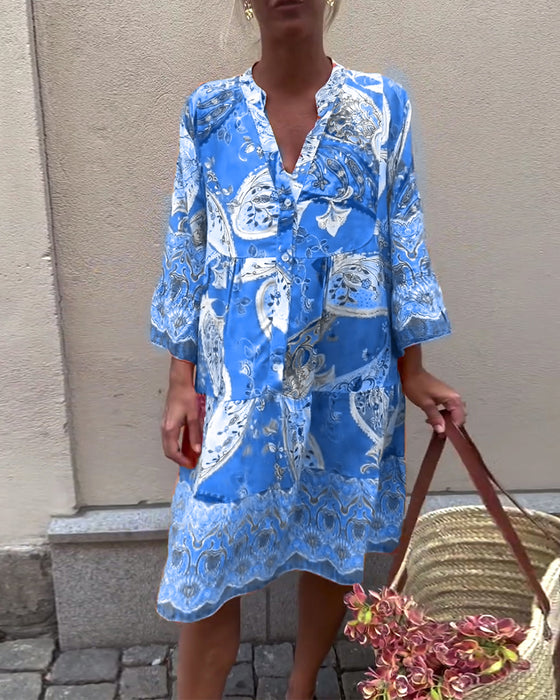 Bohème-Kleid mit Modedruck