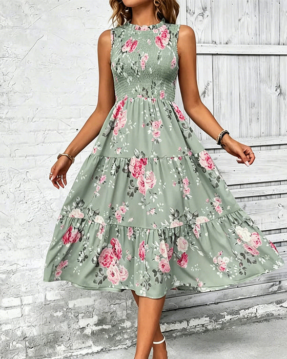 Kleid Blumig Druck Smock