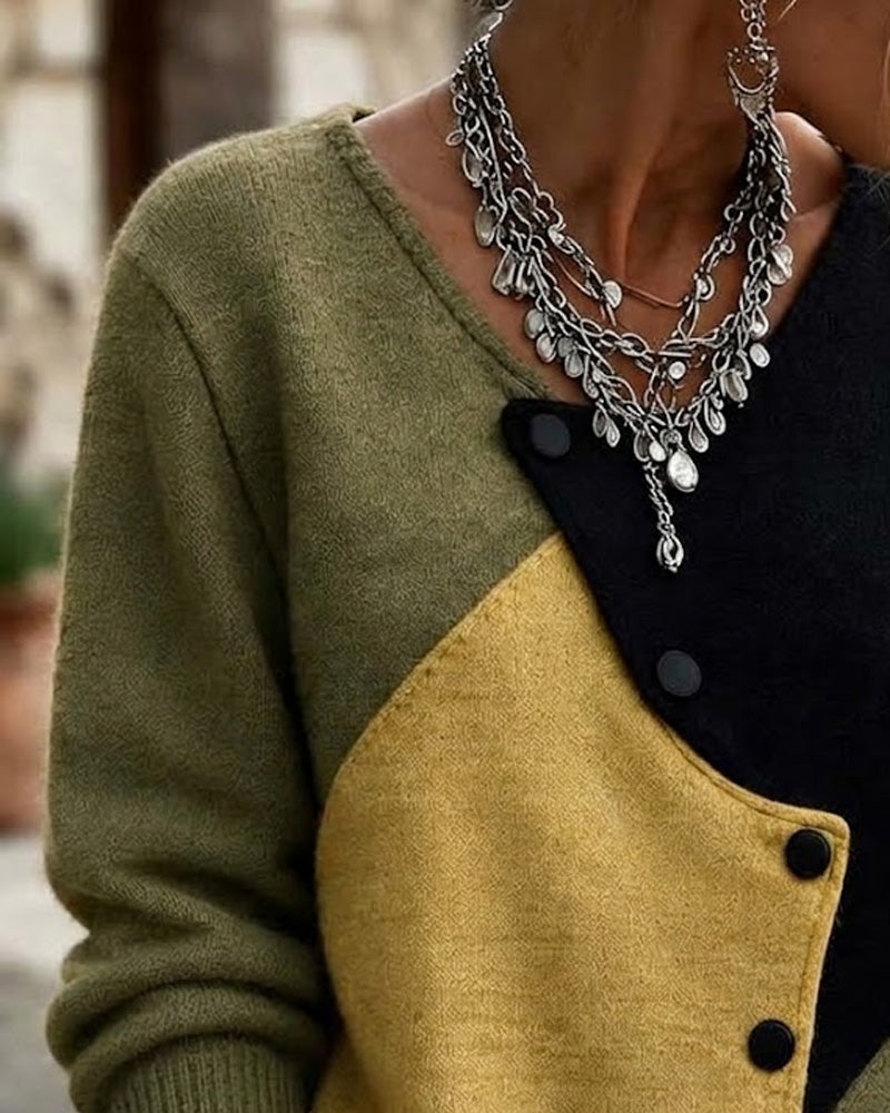 Cardigan Unregelmäßig Colorblock