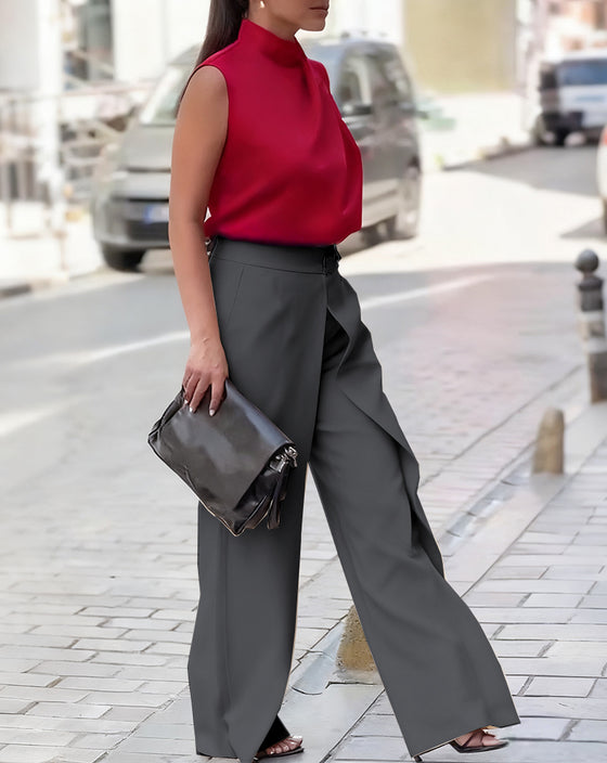 Hose asymmetrisch geschichtet mit weitem Bein