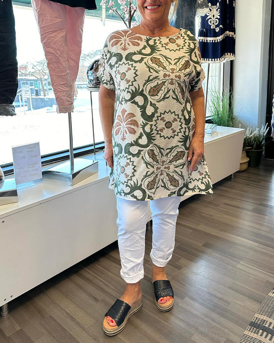 Lässige Bluse mit Rundhalsausschnitt und Blumenmuster