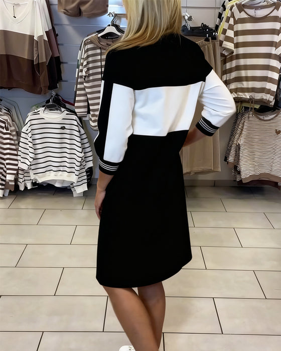 Kleid Mit Kontrastfarbigen Paneelen