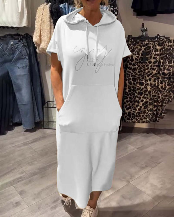 Kleid Mit Kapuze Casual Kordelzug