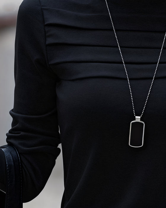 Top Slim Fit plissiert langärmlig