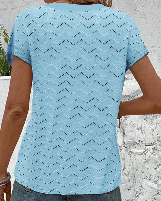T-Shirt V-Ausschnitt Hohl Kurzarm
