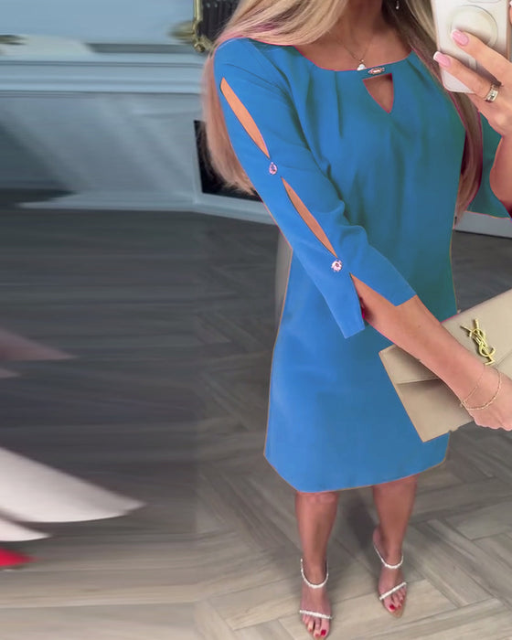 Kleid elegant einfarbig hohl gerade