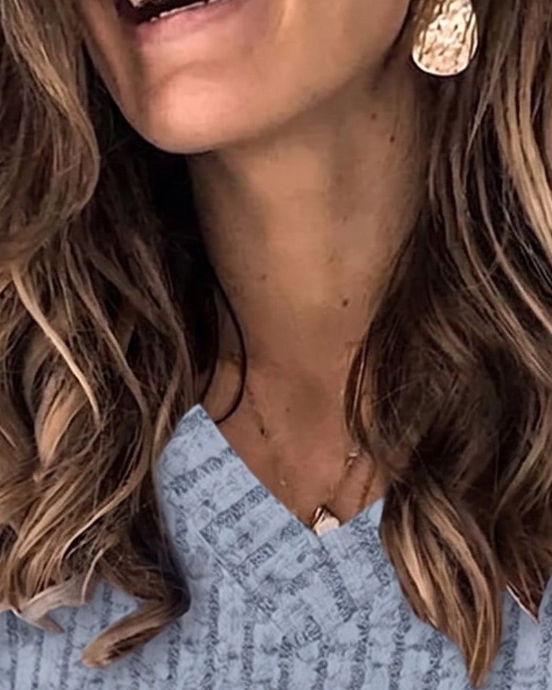 V‑Ausschnitt Langarm‑Top