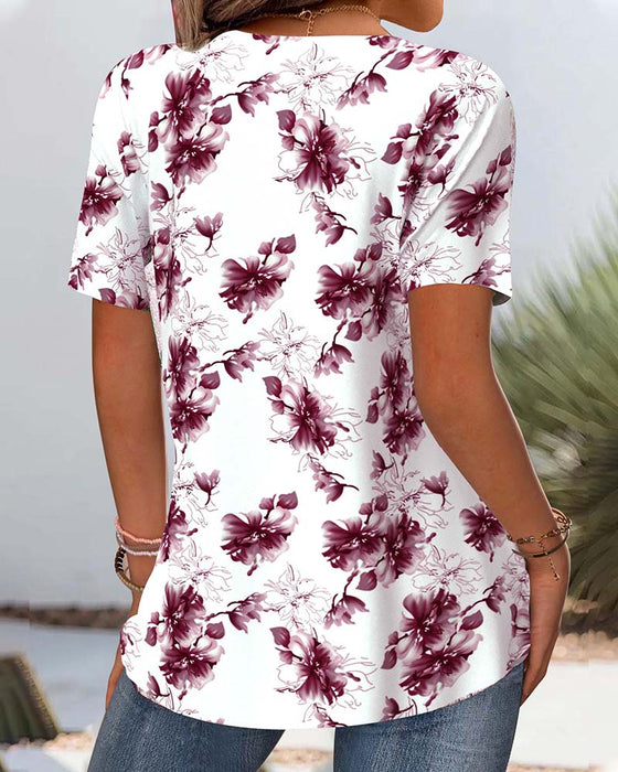 Bluse Blumenmuster Kurzärmlig