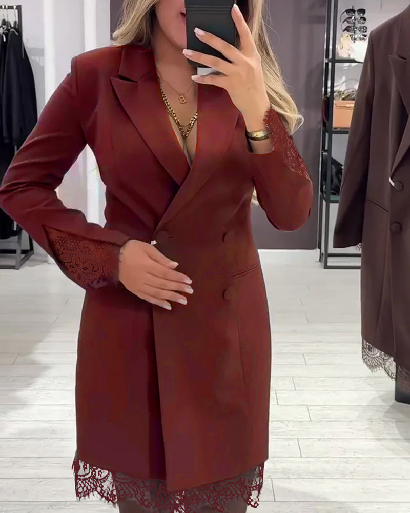 Kleid mit V-Ausschnitt und Einsätzen für die Arbeit