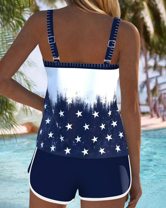 Tankini Amerikanische Flagge Herzdruck Zweiteilig