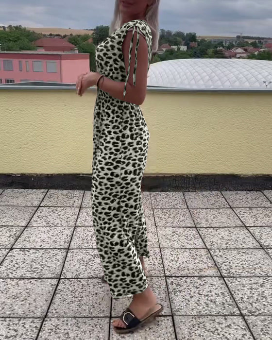 Ärmelloses Leopardenmuster-Kleid