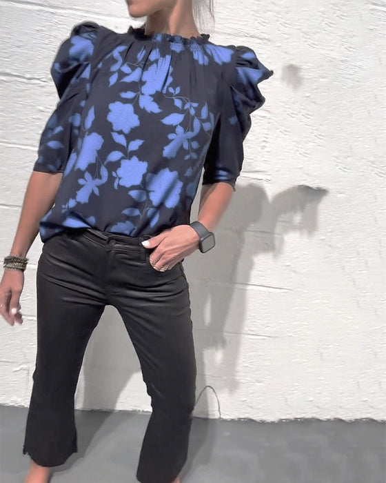 Bluse Puffärmel Rüsche