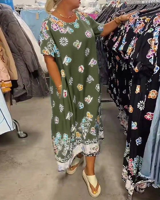 Kleid Oversize Bedruckt Locker