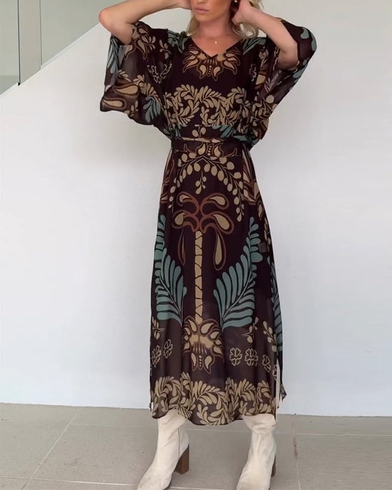 Kleid Boho V-Ausschnitt Weit