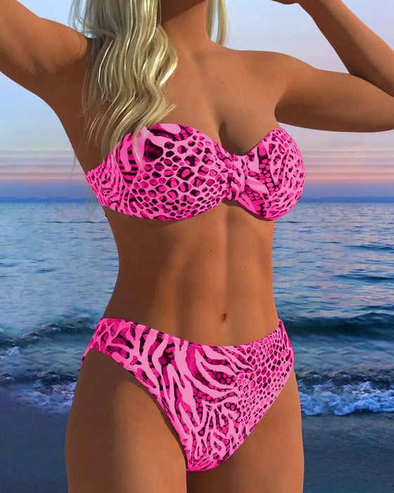 Badeanzug Sexy Leopardenmuster Zweiteilig