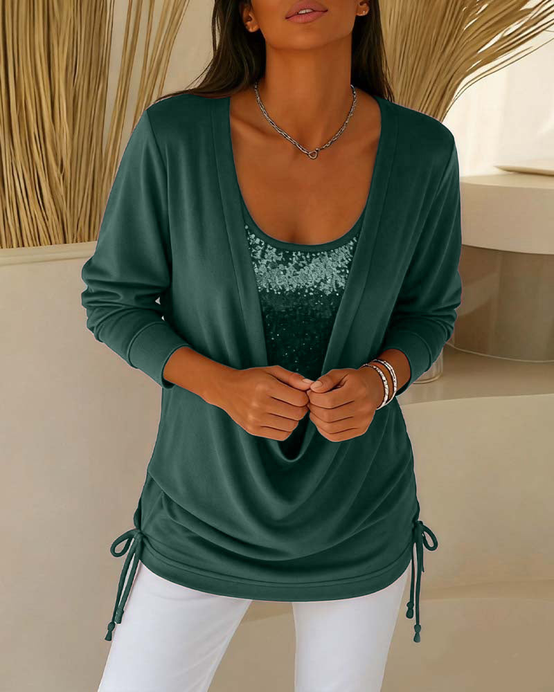 Pailletten-Top Mit Kontrastfarben Im Zwei-In-Eins-Look