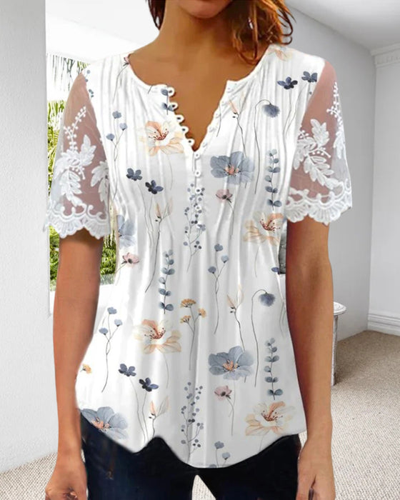Kurzarm-T-Shirt mit Blumendruck
