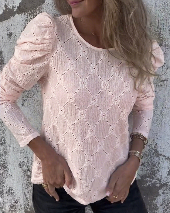 Bluse Mit Puffärmeln Und Ausschnitt